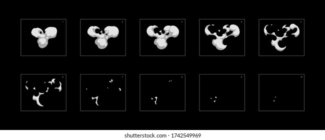 Explosion Smoke effect. Blast animation effect. Animation Sprite sheet for games, cartoon or animation. vector style animation effect 20001.