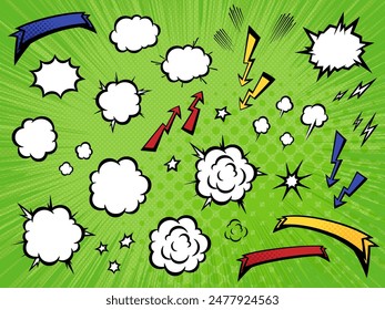 Explosion Rauch Illustration Material set_American Comic Stil