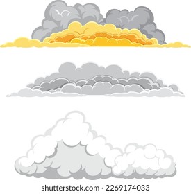 Humo de explosión en ilustración de fondo blanco