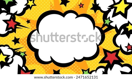 Explosion smoke and star background illustration_American comic style_yellow_16:9