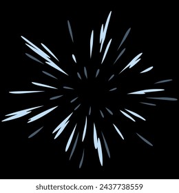 Explosion spark. Cartoon burst effect of vector comic boom and bang. Bomb blasts or explosive power energy flash on black, war game attacks animation