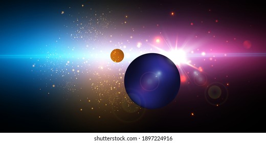 
Explosion of a star in space with glare and bright rays. Vector eps ..