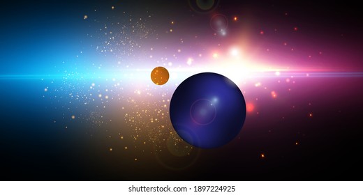 
Explosion of a star in space with glare and bright rays. Vector eps ..