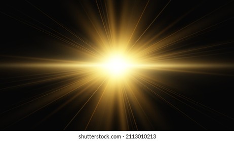 Explosion star or sun. Gold glitter light effect. Vector background