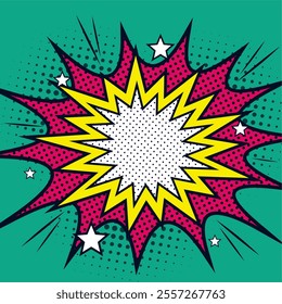 explosion stars. Comic burst, bursting star, starburst speech bubbles. Star sticker, burst speech balloon. Comic book, vector boom or explosion. Communication concept.