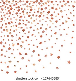 Explosion of stars.   Isolated gradient celestial elements. Copper metal shine. Festive iridescent holographic effect vector background for celebration decorations, flyers, posters.