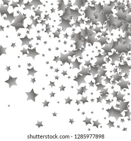 Explosion of stars. Isolated gradient celestial elements. Silver metallic gloss. Iridescent festive  celebration vector  background for celebration decorations, packaging, flyers, posters.