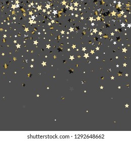 Explosion of stars.   Isolated gradient celestial elements. Platinum chrome metal glitter. Iridescent festive  celebration vector  background for celebration decorations, flyers, posters.