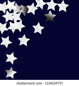 Explosion of stars.   Isolated gradient stellar elements. Silver metal shine. Holiday celebration luminous vector background for celebration decorations,  flyers, posters.