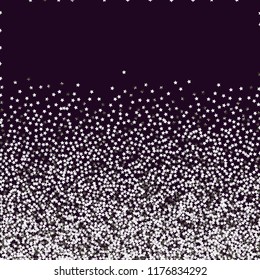 Explosion of stars.   Isolated gradient stellar elements. Silver metal glitter. Holiday celebration luminous vector background for celebration decorations,  flyers, posters.