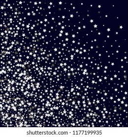 Explosion of stars.   Isolated gradient stellar elements. Silver metallic gloss. Festive iridescent holographic effect vector background for celebration decorations, flyers, posters.