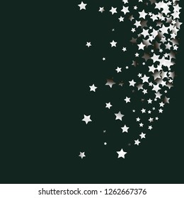 Explosion of stars.   Isolated gradient stellar elements. Silver metal shine. Festive iridescent holographic effect vector background for celebration decorations, flyers, posters.