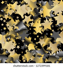 Explosion of stars.   Isolated gradient stellar elements. Platinum chrome metal shine. Iridescent festive  celebration vector  background for celebration decorations, flyers, posters.