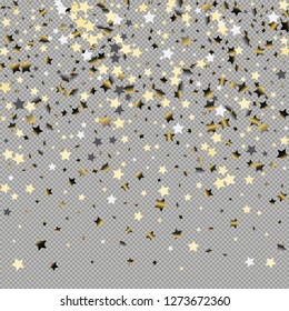 Explosion of stars.   Isolated gradient stellar elements. Platinum chrome metal glitter. Iridescent festive  celebration vector  background for celebration decorations, flyers, posters.