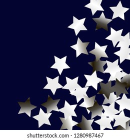 Explosion of stars.   Isolated gradient stellar elements. Silver metallic gloss. Festive iridescent holographic effect vector background for celebration decorations, flyers, posters.