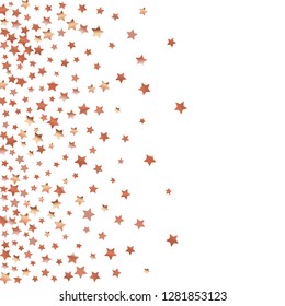 Explosion of stars.   Isolated gradient stellar elements. Copper metallic gloss. Festive iridescent holographic effect vector background for celebration decorations, flyers, posters.
