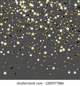 Explosion of stars.   Isolated gradient stellar elements. Platinum chrome metallic gloss. Iridescent festive  celebration vector  background for celebration decorations, flyers, posters.