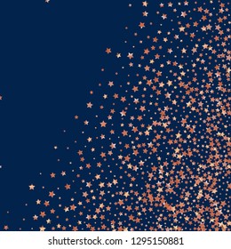 Explosion of stars.   Isolated gradient stellar elements. Copper metal glitter. Festive iridescent holographic effect vector background for celebration decorations, flyers, posters.