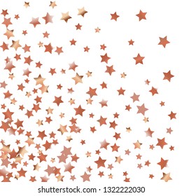 Explosion of stars.   Isolated gradient stellar elements. Copper metal shine. Iridescent festive  celebration vector  background for celebration decorations, flyers, posters.