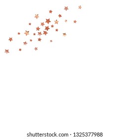 Explosion of stars.   Isolated gradient stellar elements. Copper metal shine. Festive iridescent holographic effect vector background for celebration decorations, flyers, posters.