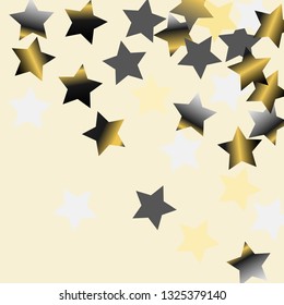 Explosion of stars.   Isolated gradient stellar elements. Platinum chrome metal glitter. Festive iridescent holographic effect vector background for celebration decorations, flyers, posters.