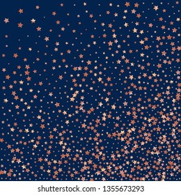 Explosion of stars.   Isolated gradient stellar elements. Copper metal shine. Festive iridescent holographic effect vector background for celebration decorations, flyers, posters.