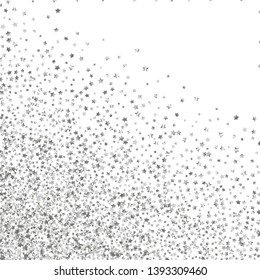 Explosion of stars.   Isolated gradient stellar elements. Silver metallic gloss. Festive iridescent holographic effect vector background for celebration decorations, flyers, posters.