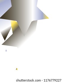 Explosion of stars.   Isolated yellow blue white  grey  gradient stellar elements. Festive iridescent holographic effect vector background for celebration decorations, flyers, posters.