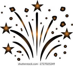 Explosão de estrelas e partículas, uma exposição deslumbrante de luz e energia, simbolizando celebração, emoção e uma explosão de alegria, perfeita para ocasiões festivas e designs vibrantes