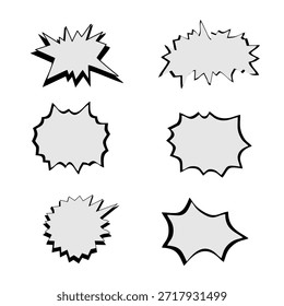Explosion sticker set. Speech balloon on a white background in a flat style. For design and icon purposes. Vector illustration.