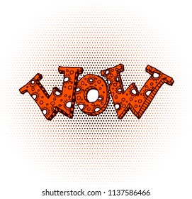 Explosion vector illustration. Retro pop art background with dots. Comic book background. Light rays. Wow inscription.