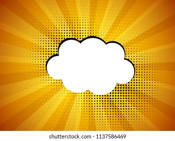 Explosion vector illustration. Retro pop art background with dots. Comic book background. Light rays.