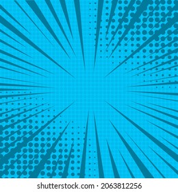 Explosion vector illustration. Retro pop art background with dots. Comic book fight stamp for card Superhero action frame background. Light rays.