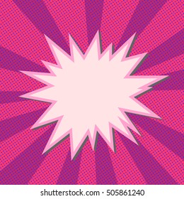 Explosion vector illustration. Retro pop art speech bubble with dots. Comic book fight stamp for card Superhero action frame background.