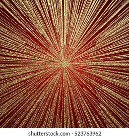 Explosion vector illustration. Sun ray or star burst element with sparkles. Gold Christmas element for greeting cards, posters. Golden glow glitter. Light rays effect
