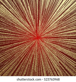 Explosion vector illustration. Sun ray or star burst element with sparkles. Gold Christmas element for greeting cards, posters. Golden glow glitter. Light rays effect