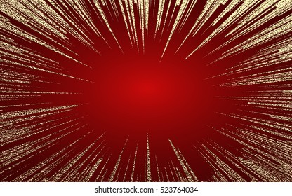 Explosion vector illustration. Sun ray or star burst element with sparkles. Gold Christmas element for greeting cards, posters. Golden glow glitter. Light rays effect