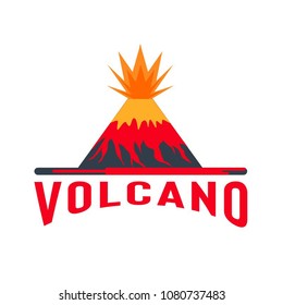 Explosion of a volcano illustration with lava melting on it. Volcano logo template design vector