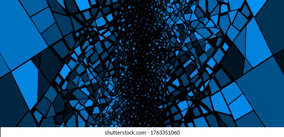 explosion of the wall on fragments of fragments. abstract banner. vector illustration isolated on black background