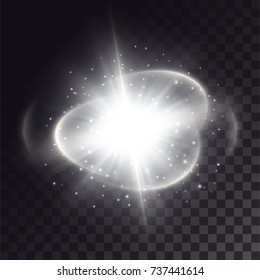 Explosion of a white sprakling star with halo and shine