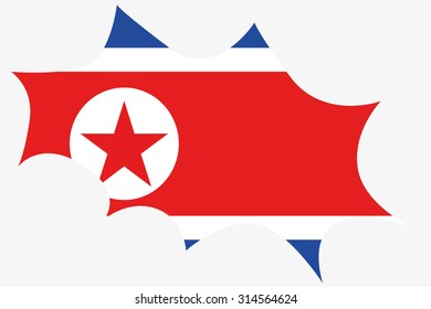An Explosion wit the flag of North Korea