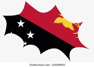 An Explosion wit the flag of Papua New Guinea