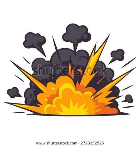 Explosions flame burst effect detonation flat color vector illustration template design