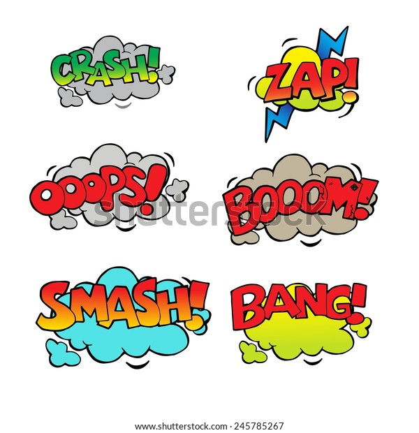 Explosions Set Comics Sound Effects Drawn Stock Vector (Royalty Free ...