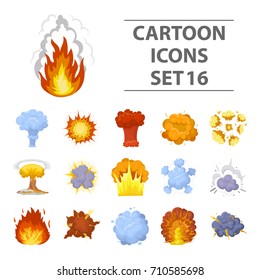 Explosions set icons in cartoon style. Big collection of explosions vector symbol stock illustration