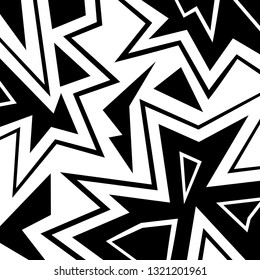 Explosive abstract geometric pattern background with black and white sharp forms. Vector art