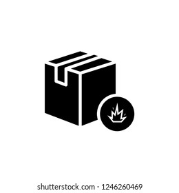 Explosive Attention  Icon on Package Box. Warning when Handling . Delivery Special Goods Rule.  Applied as Trendy Symbol for Design Elements, Websites, Presentation and Application - Vector. 