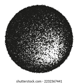 Explosive black banner. Vector circle breaking into small debris with sharp particles. Dirty noisy texture. Collapsing ball shape.