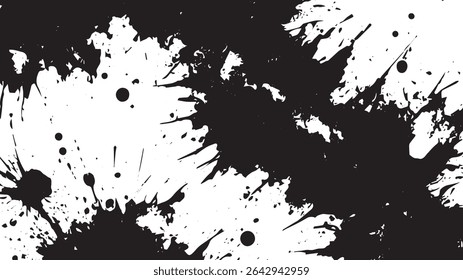 Explosive Black Ink Splatter Texture, Abstract Grunge Paint Splash Background