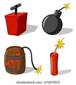 explosive bomb with burning fuse - ready to explode - vector